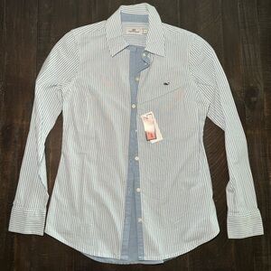 VINEYARD VINES - blue pinstripe button down - size 0